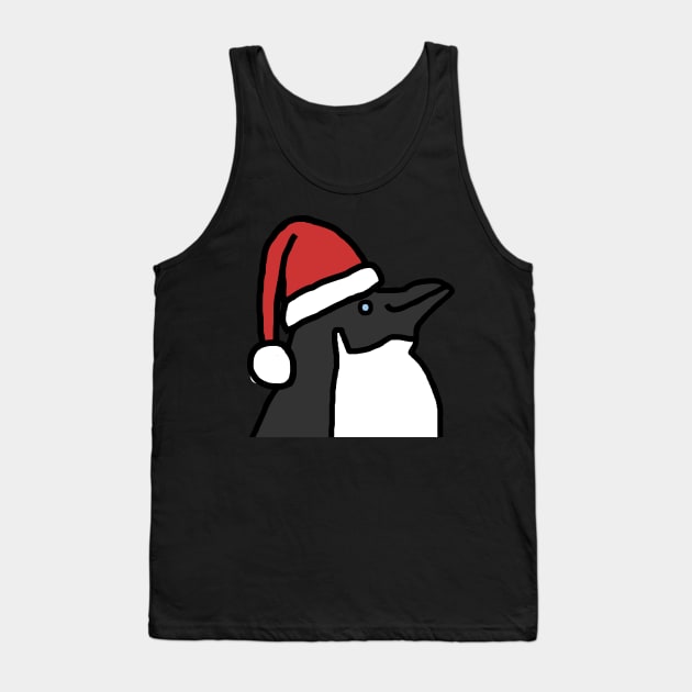 Portrait of a Christmas Penguin in Santa Hat Tank Top by ellenhenryart